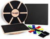 Combo 4-In-1 Set for Full Body Workout, Wooden Wobble Balance Board with Rocker Balance Board, Balance Pad & Exercise Bands